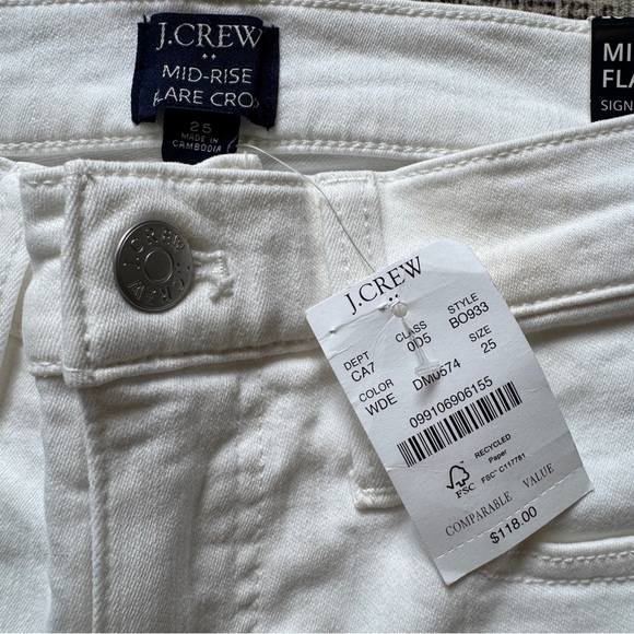 J.Crew White Signature Stretch Mid-Rise Flare Crop Jeans • multiple sizes •BO933 - Picture 11 of 14